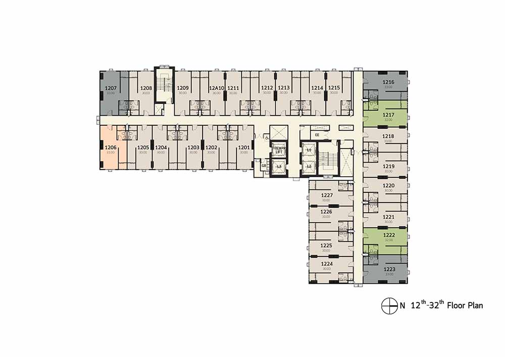 Terra Residence Condo - Floor plan ชั้น 12-32