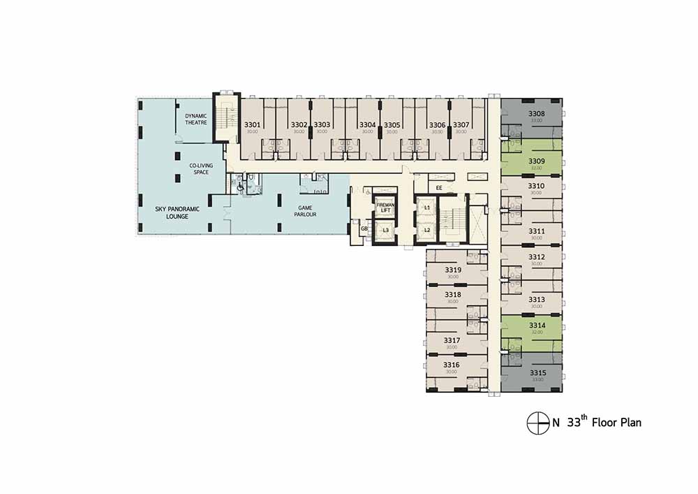 Terra Residence Condo - Floor plan ชั้น 33